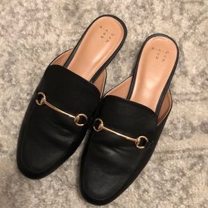 Black Mules with Gold Buckle